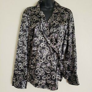 CATO Wrap Blouse Black/White Size Large